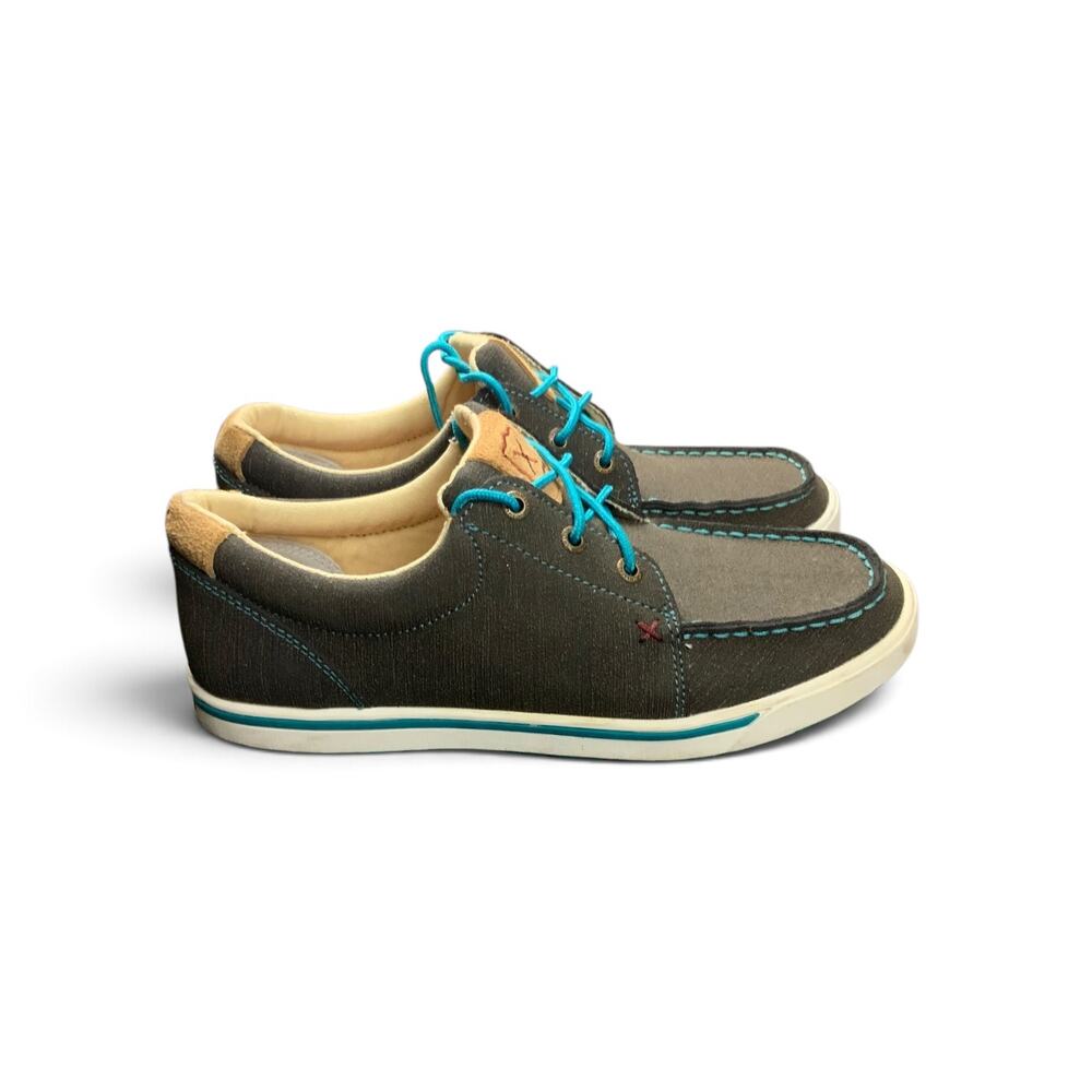 Twisted X Womens 8.5 M Kicks WCA0029 Charcoal Turquoise Leather Casual Shoes
